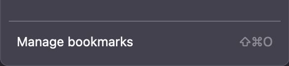 Close up screenshot of the Firefox Manage bookmarks option
